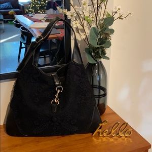 Authentic Gucci Black Lace Hobo Bag